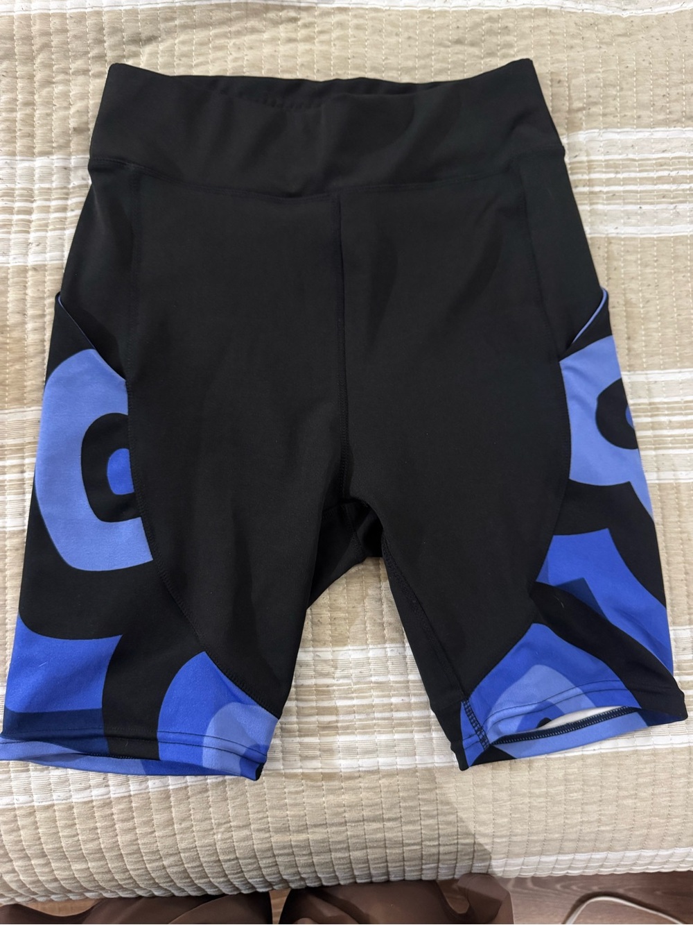 Pop fit womens Black Performance Shorts with Blue Accent
